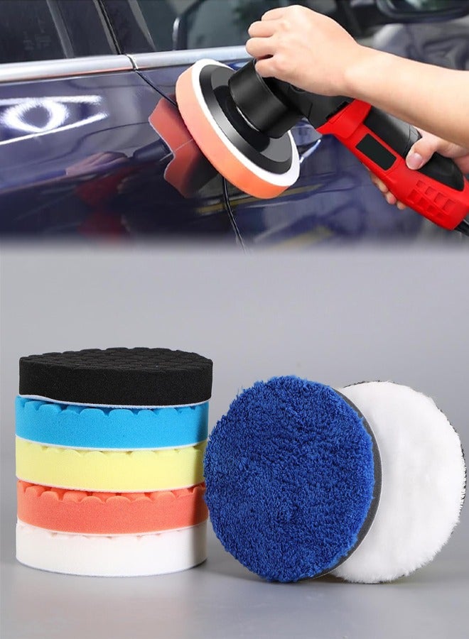 DUNISO 7 Pcs 5Inch Buffing Polishing Pads,Waffle Foam Buffing Pads Polishing Pads Wool Pad Kit,Sturdy and Durable,for 5Inch Backing Plate RO/DA/GA Car Polisher Boat Compounding, Polishing and Waxing - Image 1
